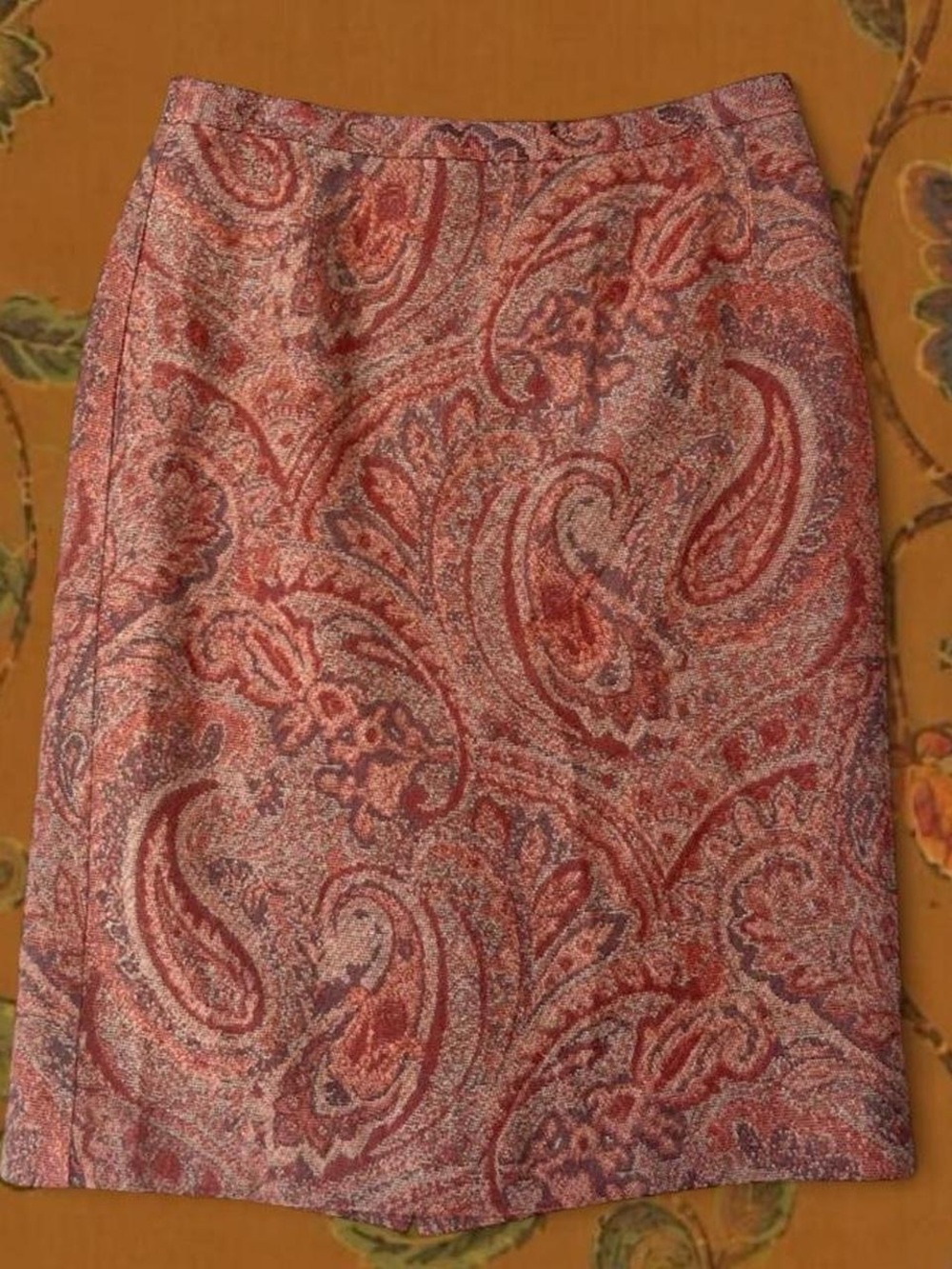 Appleseed's Rust Paisley Pencil Skirt